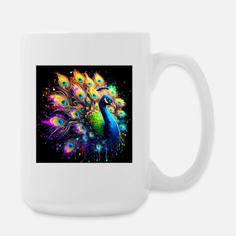 Pfau - Große Tasse 440 ml - Weiß