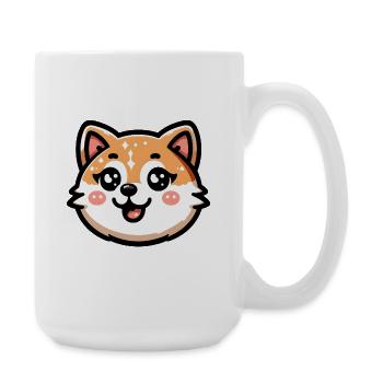 Charming Shiba Inu Cat Design - Large Mug 440 ml - white - Right