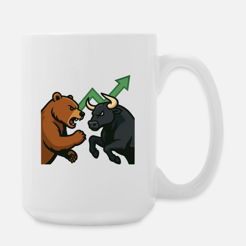 Bären und Bullen Kampf Chart - Große Tasse 440 ml - Weiß