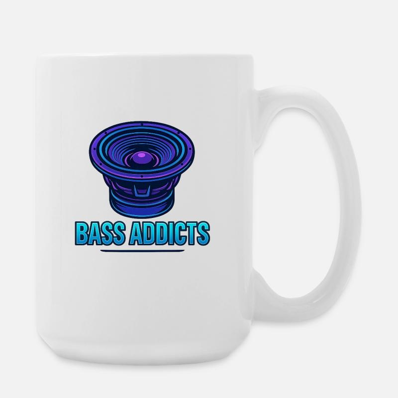 Bass Addicts Neon-Subwoofer-Design - Große Tasse 440 ml - Weiß