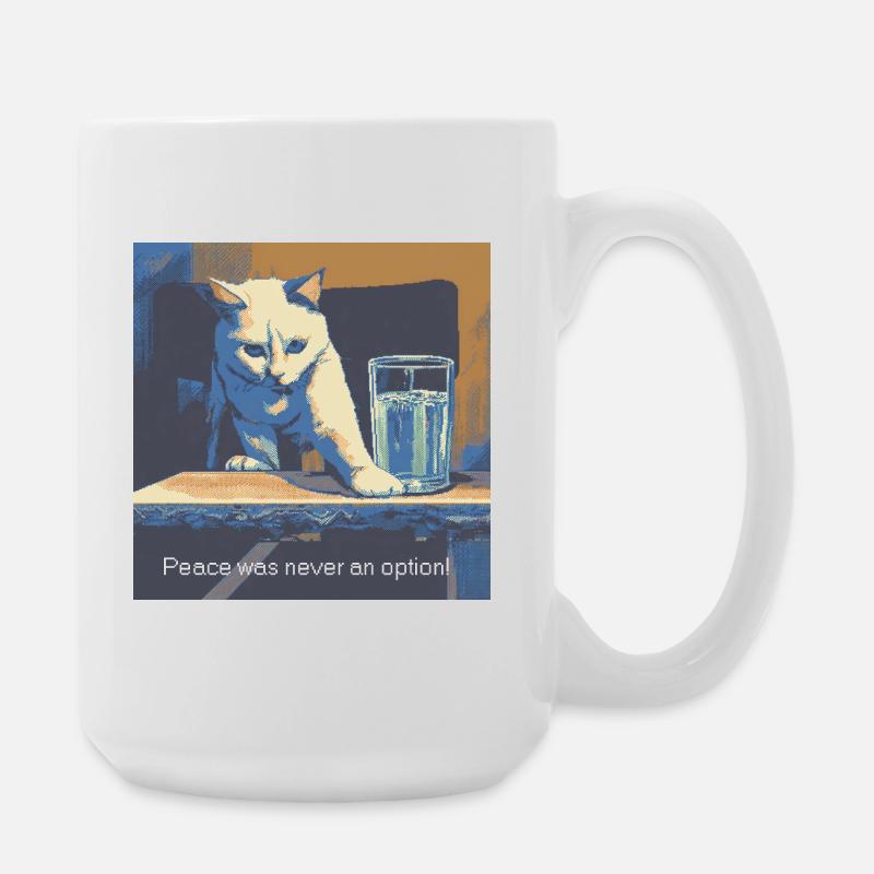 Katzenmotiv mit Friedensbotschaft - Große Tasse 440 ml - Weiß