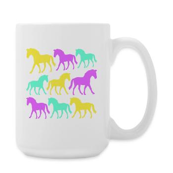 6 Pferde Silhouette Team Reiter reiten Freunde süß - Große Tasse 440 ml - Weiß - Rechts