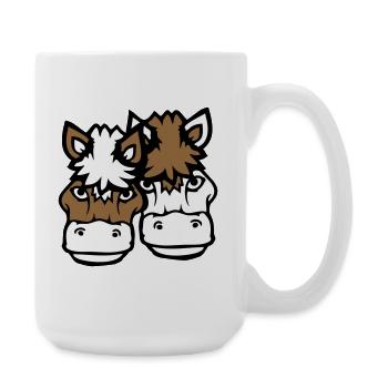 2 Chevaux Homme Femme Amoureux Amis Amour Équipe - Grande tasse 440 ml - blanc - Droite