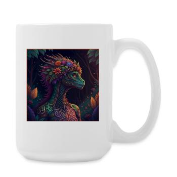 Mythical Jungle Dragon Illustration - Large Mug 440 ml - white - Right