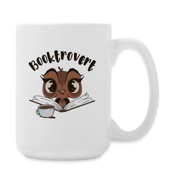 Hibou Booktrovert avec livre et café - Grande tasse 440 ml - blanc - Droite