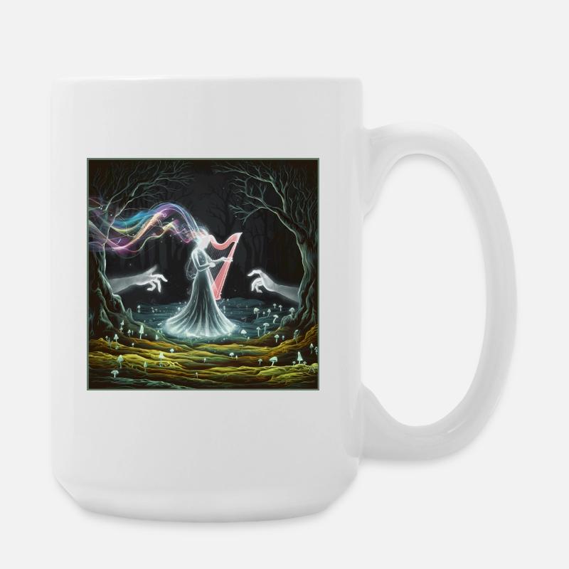 Conception de la sorcière de la harpe de la forêt enchantée - Grande tasse 440 ml - blanc