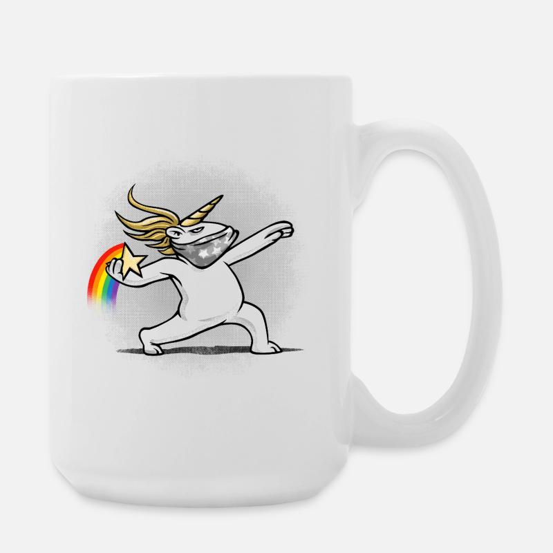 Unicorn throws a rainbow - Large Mug 440 ml - white