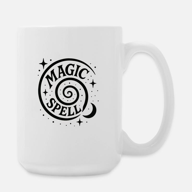 Magic Spiral with Moon and Stars - Large Mug 440 ml - white