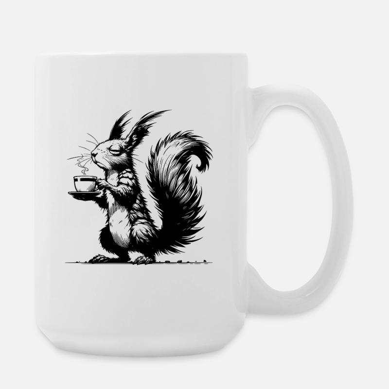 Small Squirrel, Big Cup Squirrel Caffeine - Large Mug 440 ml - white