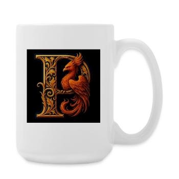 P – Magisches Ornament mit Phönix - Große Tasse 440 ml - Weiß - Rechts