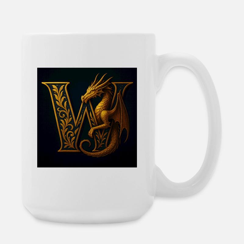 W – Magisches Ornament mit Drachen - Große Tasse 440 ml - Weiß