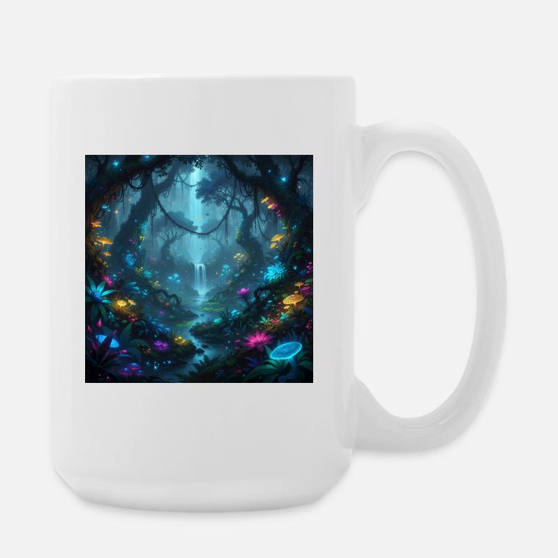 Leuchtender Zauberwald im Dunkeln - Große Tasse 440 ml - Weiß