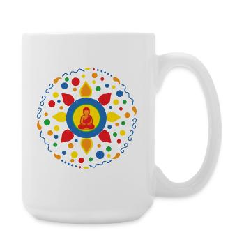 Buddha Mandala Lotusblume Ornament  - Große Tasse 440 ml - Weiß - Rechts
