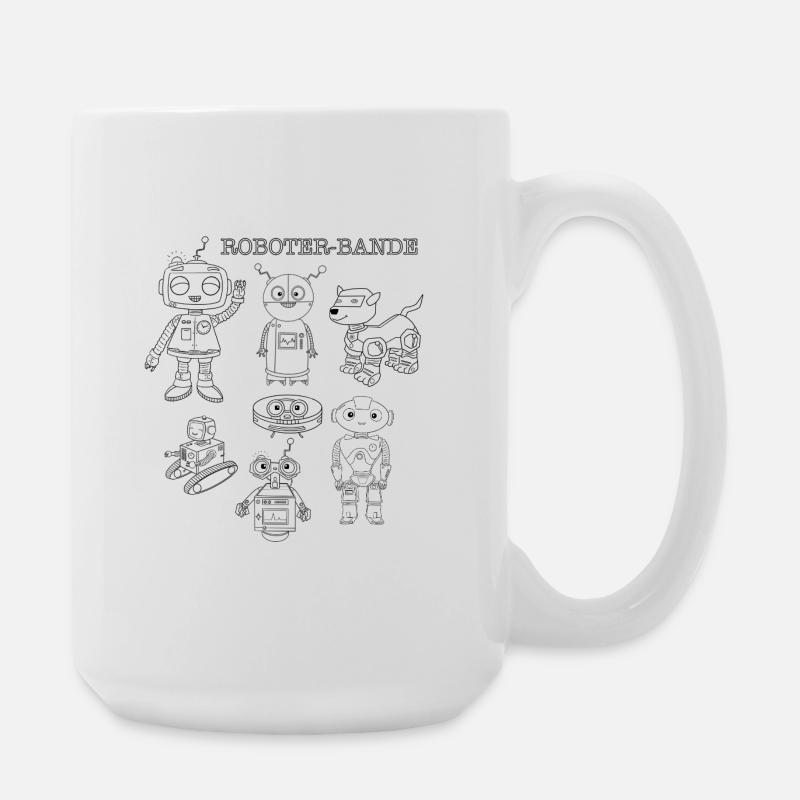 More robots, more fun - Large Mug 440 ml - white