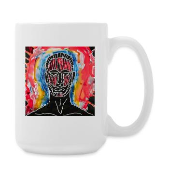 Abstract portrait in bright colors - Large Mug 440 ml - white - Right