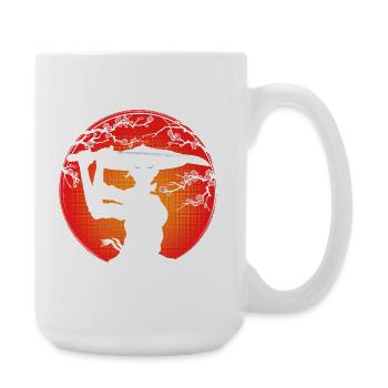 Samurai Girl und Kirschblüten - Große Tasse 440 ml - Weiß - Rechts