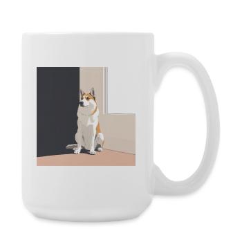 Husky illustration in Scandinavian style - Large Mug 440 ml - white - Right