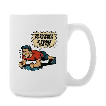 Funny Retro Gym Comic – Plank Struggle - Große Tasse 440 ml - Weiß - Rechts