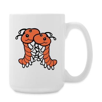 2 chenilles mignonnes deux amis cher couple amoureux - Grande tasse 440 ml - blanc - Droite