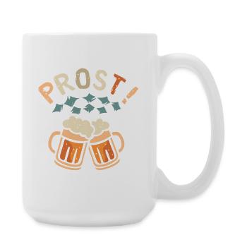 PROST! – Bierkrüge mit Schaum im bayerischen Stil - Große Tasse 440 ml - Weiß - Rechts