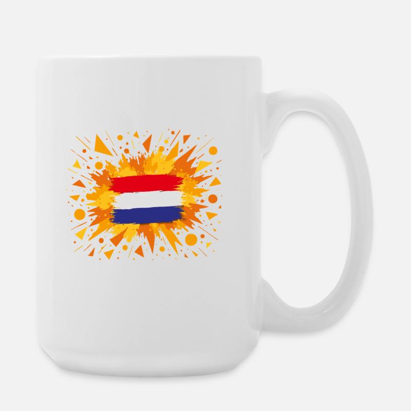 Dutch Flag with Orange Background - Large Mug 440 ml - white
