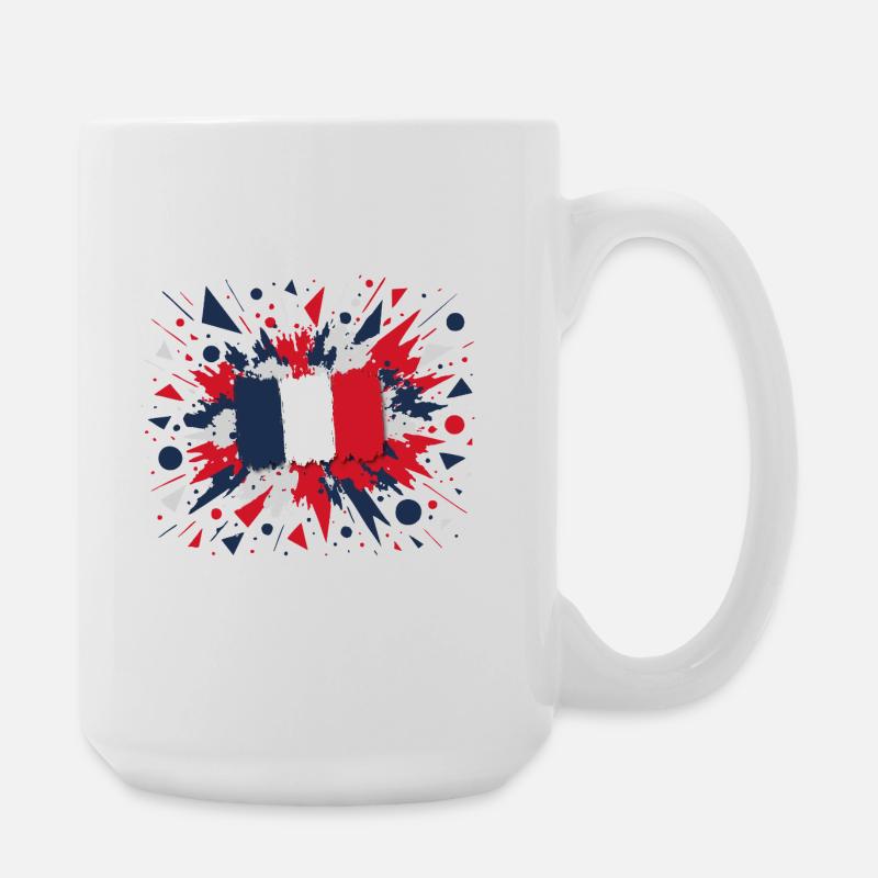 French Flag Paint Splashes Design - Large Mug 440 ml - white