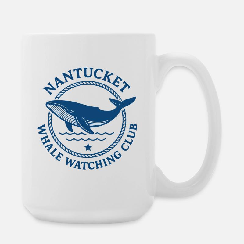 Nantucket Whale Watching Logo Design - Large Mug 440 ml - white