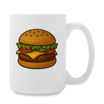 Expressive burger design with green accents - Large Mug 440 ml - white - Right