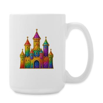 Regenbogen-Glitzer-Schloss-Design - Große Tasse 440 ml - Weiß - Rechts