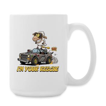 Sheep Driver Rescue Car Illustration - Large Mug 440 ml - white - Right