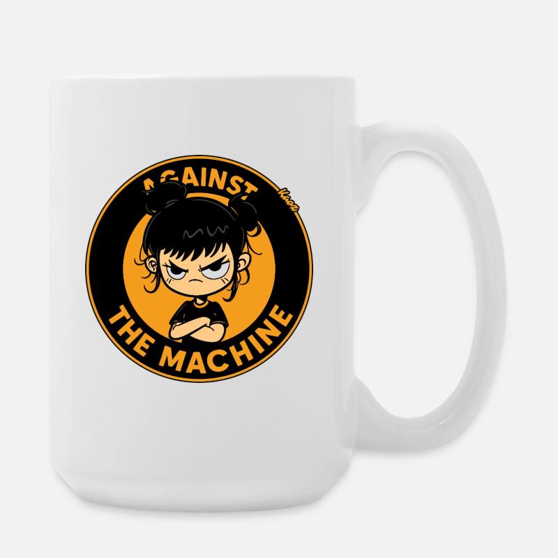 Mädchen trotzig gegen die Maschine - Große Tasse 440 ml - Weiß