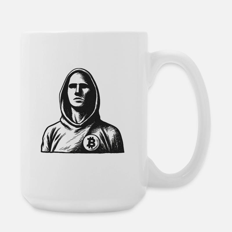Anonymer Hacker mit Bitcoin-Logo - Große Tasse 440 ml - Weiß