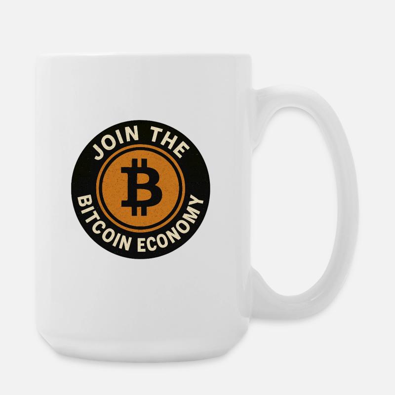 Join the Bitcoin economy round button  - Große Tasse 440 ml - Weiß