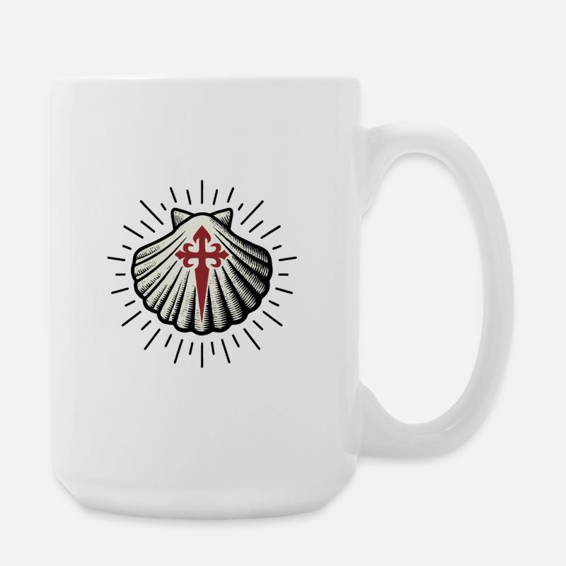 Coquille Saint-Jacques avec Croix de Saint-Jacques-de-Compostelle - Grande tasse 440 ml - blanc