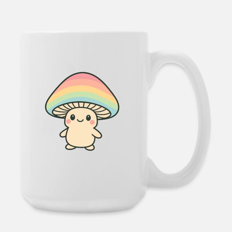 Champignon avec chapeau arc-en-ciel - Grande tasse 440 ml - blanc