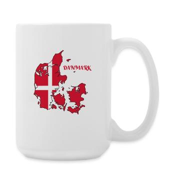 Dänemark Landkarte mit Flagge - Große Tasse 440 ml - Weiß - Rechts