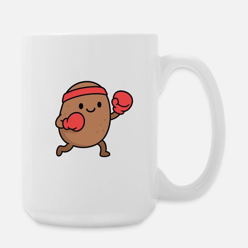 Kampfende Kartoffel mit Boxhandschuhen - Große Tasse 440 ml - Weiß