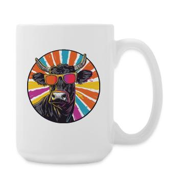 Bulls with sunglasses - Large Mug 440 ml - white - Right