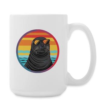 Seal with sunglasses - Large Mug 440 ml - white - Right
