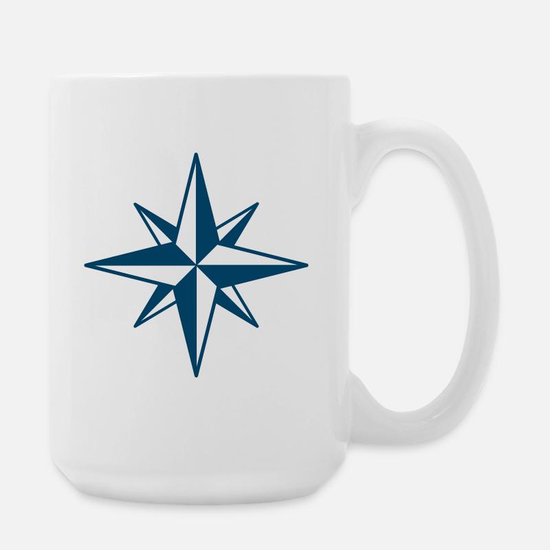 Compass Rose Symbol Design - Large Mug 440 ml - white