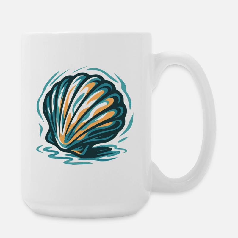 Sea Shell in Wave Colors - Large Mug 440 ml - white