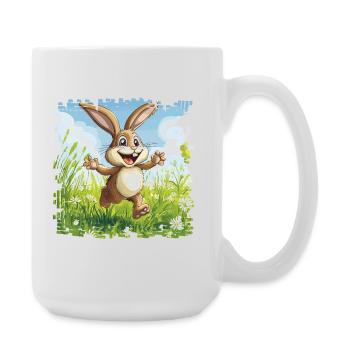 Lapin joyeux dans la prairie printanière - Grande tasse 440 ml - blanc - Droite