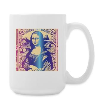 Portrait de femme mona lisa arc-en-ciel moderne paris - Grande tasse 440 ml - blanc - Droite