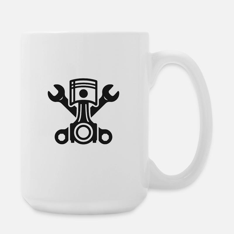 Piston und Schraubenschlüssel Kunst - Große Tasse 440 ml - Weiß