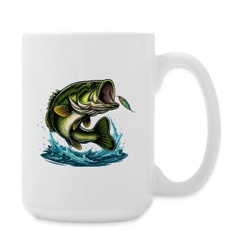 Conception de saut de l’achigan à grande bouche - Grande tasse 440 ml - blanc - Droite