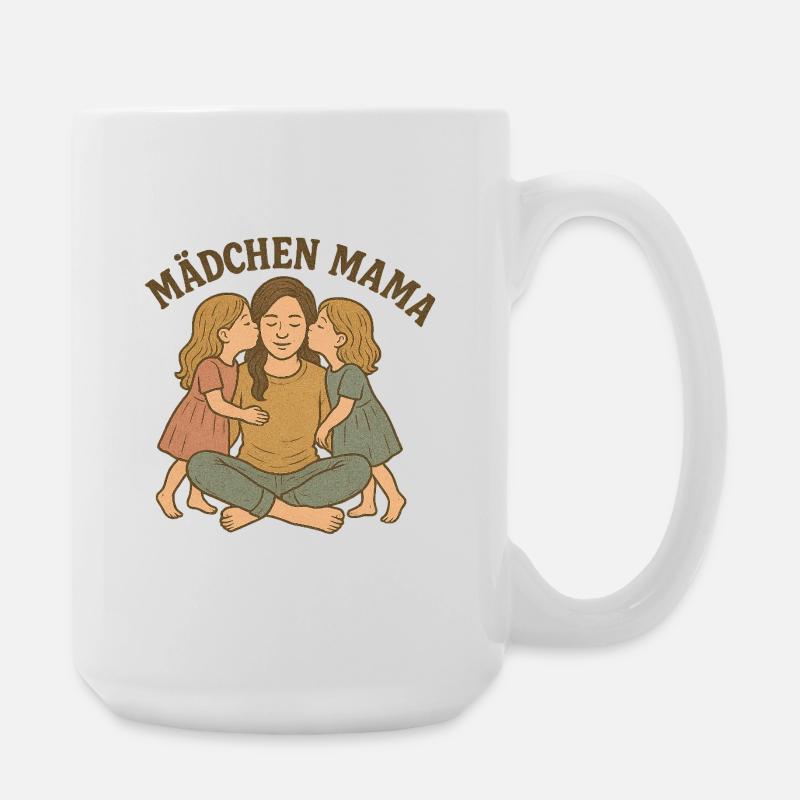 Mädchen Mama Umarmung Illustration - Große Tasse 440 ml - Weiß