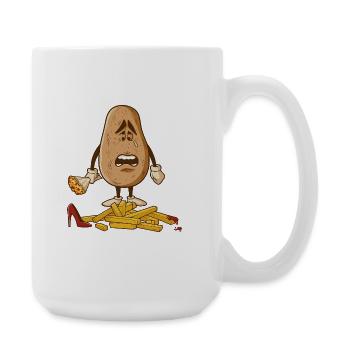 Traurige Kartoffel mit Pommes Drama - Große Tasse 440 ml - Weiß - Rechts
