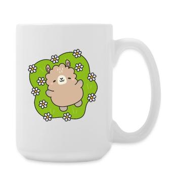 Glücklicher Bär im Blumengarten - Große Tasse 440 ml - Weiß - Rechts