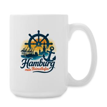 Hamburg Mein Heimathafen Stadt Silhouette Geschenk - Große Tasse 440 ml - Weiß - Rechts