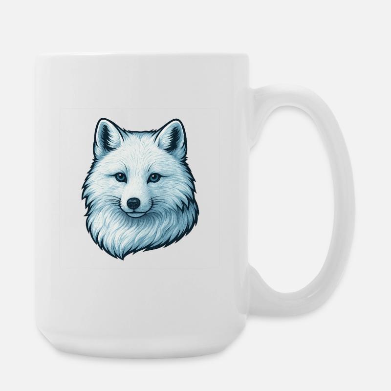 Blue wolf face illustration - Large Mug 440 ml - white